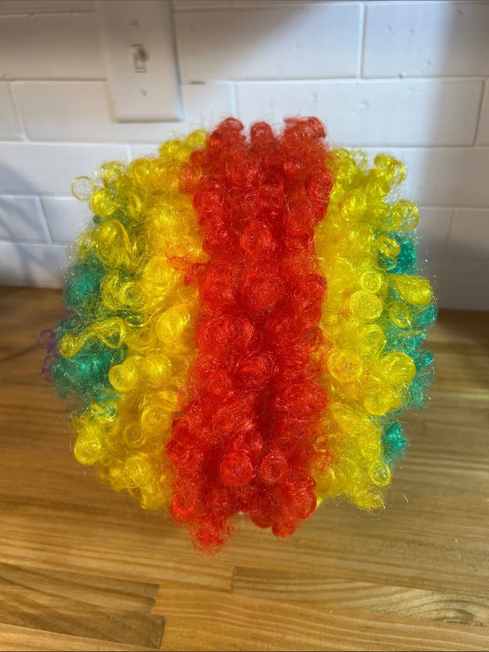 Multicolor Clown Curly Wig - Bright Rainbow Synthetic Hair Halloween